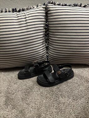 a new day Black Strappy Buckle Sandals
